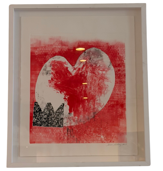 Oil Monoprint Red Heart